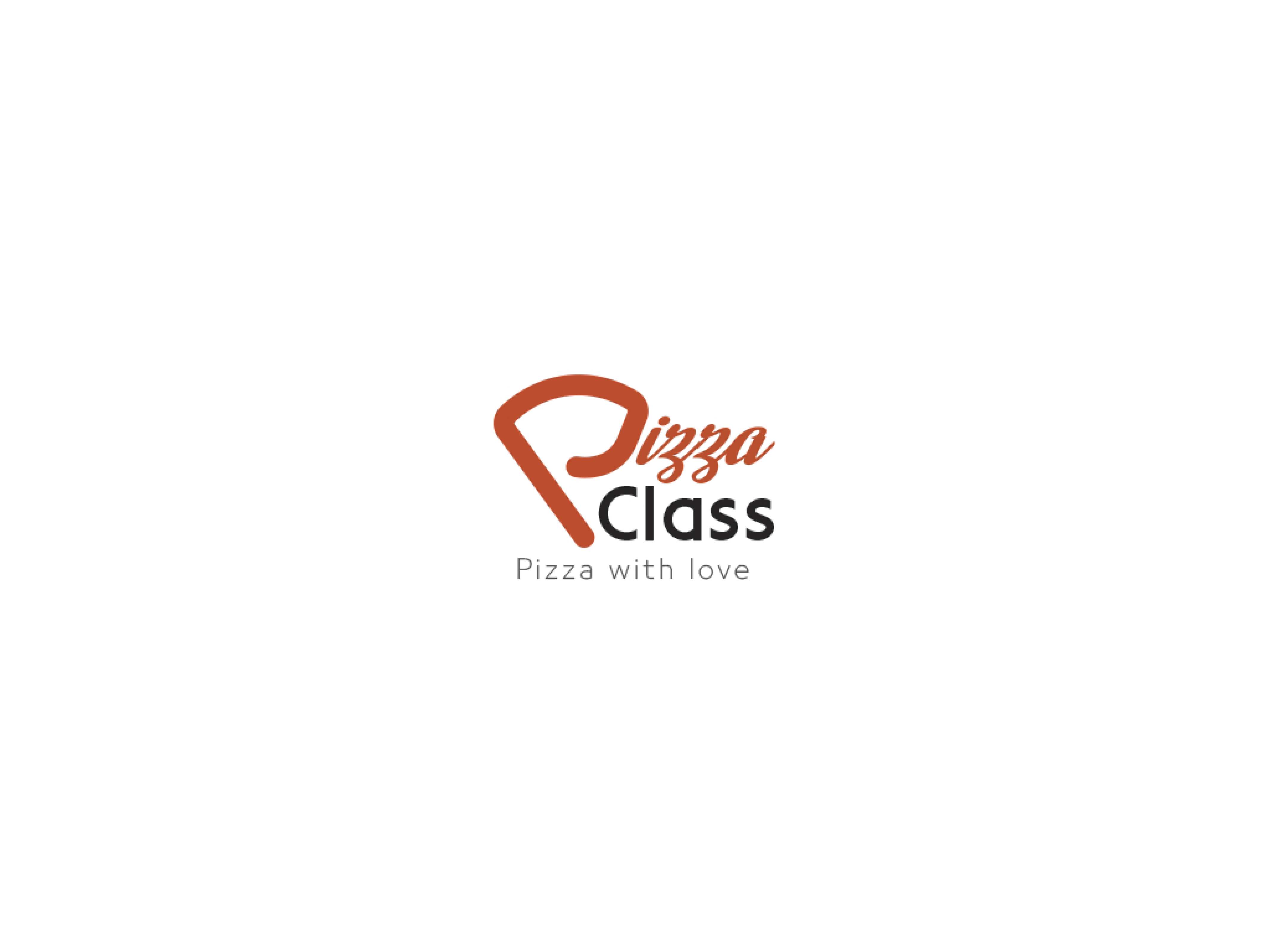 Pizza Class restaurant brand identity showing logo design with bold playful typography and pizza icon mark